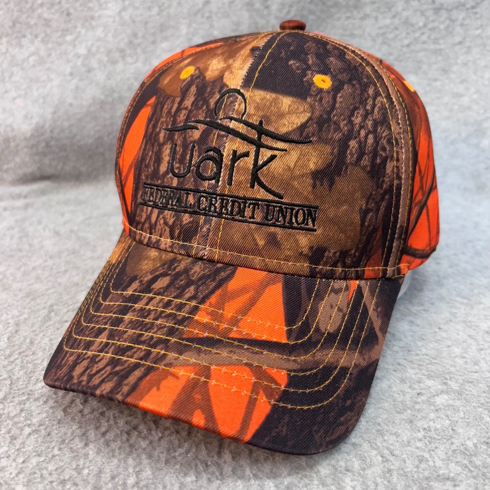 Uark Federal Credit Union Mens Orange Camo Cap America Baseball Hat OSFM